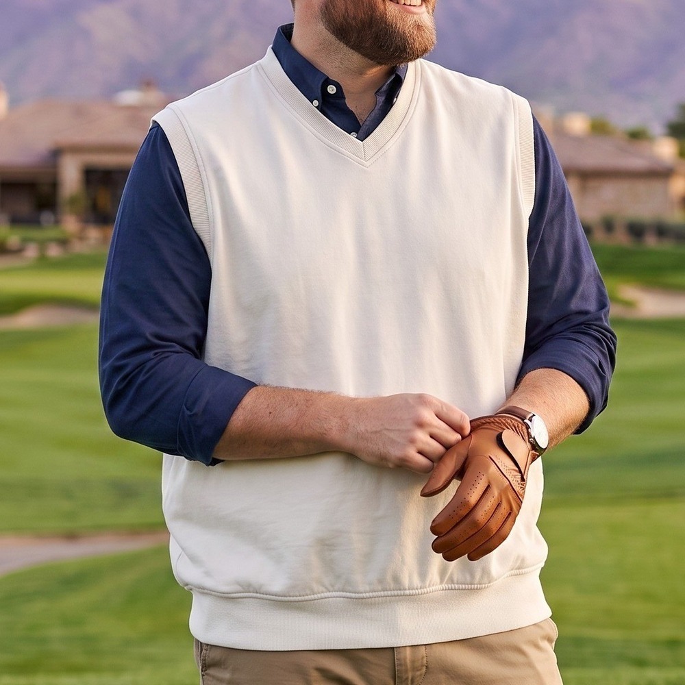 Eddie Bauer Golf Wind Vest Mens XXL V-Neck Pullover Sleeveless Stone White XXL